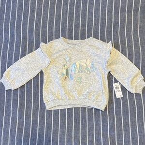 Old Navy Girls' 12-18 month Light Gray Star Sweatshirt with Ruffles